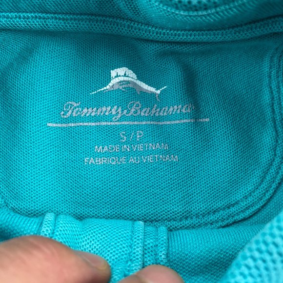 Tommy Bahama Polo Shirt Men Small S Teal Green Embroidered Logo Golf Casual - Picture 5 of 9